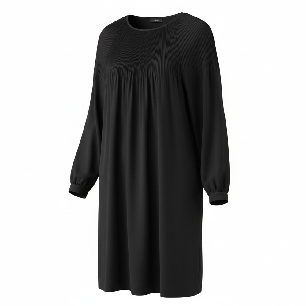 COS Womens Black Pleated Yoke Long Sleeve Shift Dress Size US 10 EUR 40